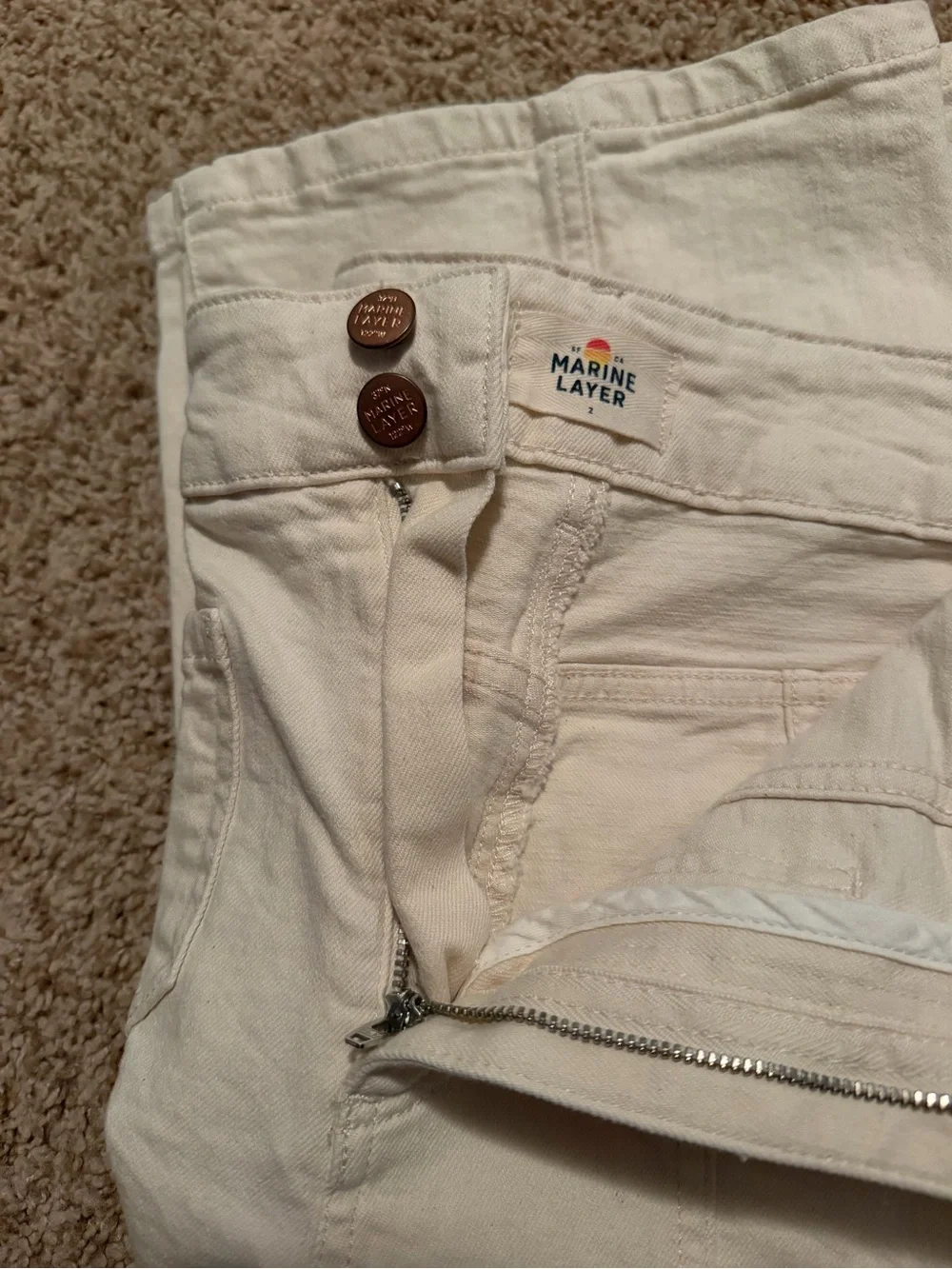 Marine layer Archive Flare Jeans In ecru white Size 2